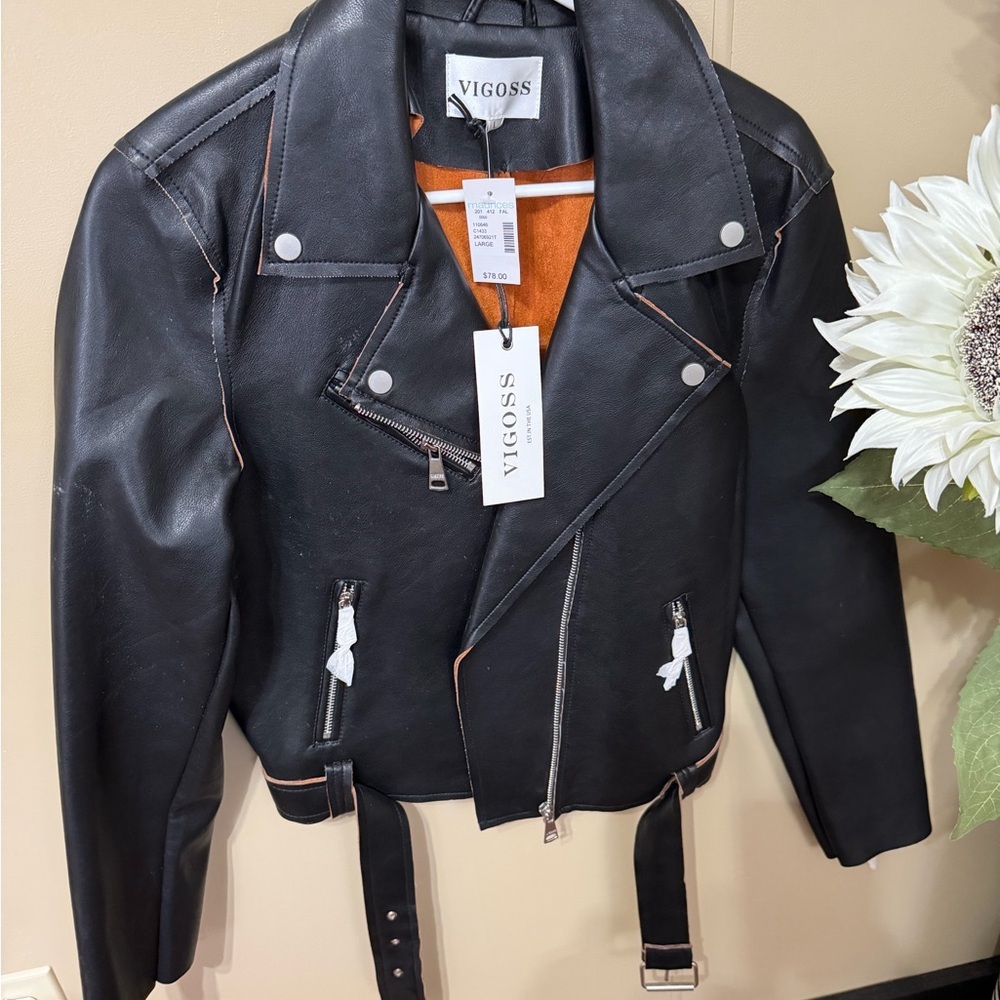 Vigoss Women's Black Leather Biker Jacket